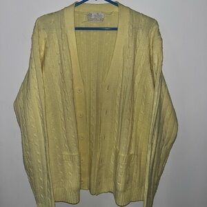 Vintage Sears The Men’s Store Yellow Cable Knit Button-Front Cardigan~L/XL